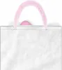 A white plush shopping bag with pink fuzzy handles and a pink accent peeking out from the top. Voir les images du produit