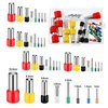 A collage of various electrical wire terminal connectors in different sizes and colors, some displayed individually and some in a compartmentalized box. Náhled obrázku produktu