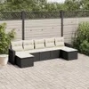 7-tlg. Garten-Sofagarnitur mit Kissen Schwarz Poly Rattan Produktbild-Vorschau 2