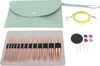 A set of interchangeable circular knitting needles with accessories laid out on a light gray surface, with a mint green pouch in the background. Náhľad obrázku produktu