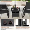An outdoor table with chairs and decorative elements, with close-up views of product features. Podgląd zdjęcia produktu
