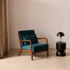 Poltrona scandinava in velluto e legno di hevea tinto noce Anteprima dell’immagine prodotto 3