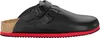 A black Birkenstock Kay SL Pantolette clog with a red sole, shown from the side against a white background. Anteprima dell’immagine prodotto