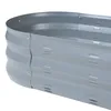 Close-up of a gray, oval-shaped raised garden bed made of corrugated metal. Produktbild-Vorschau