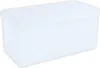 A white storage ottoman with a lid, shown from a slightly elevated side angle against a white background. Podgląd zdjęcia produktu