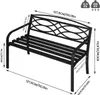 A diagram showing the dimensions of a black metal garden bench. Produktbild-Vorschau
