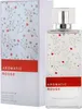A perfume bottle and its box are displayed side-by-side against a white background. The packaging and bottle feature a delicate floral pattern with small red and gray flowers and branches. Anteprima dell’immagine prodotto