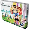 A box for a retro game called 'Im Märchenwald' featuring a cartoon cat character in a hat and a forest scene with animals. Produktbild-Vorschau
