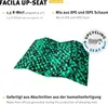 A textured green and black camping seat cushion is shown from a diagonal angle. Produktbild-Vorschau