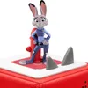 A figurine of Judy Hopps from Zootopia standing next to a red fire hydrant on a white platform with two gray shark fins. Produktbild-Vorschau
