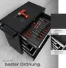 A black tool cart with various tools organized in its drawers, shown from a high angle. Náhled obrázku produktu