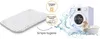 A heating pad is shown next to a washing machine with water splashing, illustrating its washability and simple hygiene. Produktbild-Vorschau