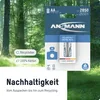 Packaging for ANSMANN rechargeable batteries with a nature-themed background. Produktbild-Vorschau