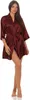 Damen Morgenmantel kurzer Kimono in Satin-Optik; Dunkelrot Produktbild-Vorschau 1