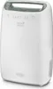 A white dehumidifier with a green handle and accents is shown against a white background. Voir les images du produit