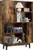 A wooden cabinet with multiple shelves and doors, displaying various decorative items and books. Podgląd zdjęcia produktu