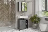 A modern bathroom with a vanity, sink, toilet, and shower. Produktbild-Vorschau