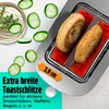 A toaster with bagels inside, surrounded by cucumber slices and a bowl of dip. Anteprima dell’immagine prodotto