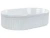 BELIANI Waschbecken Weiß Keramik Oval 49x31 cm Geriffelt Produktbild-Vorschau 4