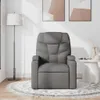 A gray fabric recliner chair is shown in a well-lit room with a floor lamp and abstract art on the wall. Produktbild-Vorschau