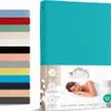 Jersey Spannbettlaken 90x200 cm 100% Baumwolle Türkis Produktbild-Vorschau 1
