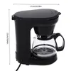 A black drip coffee maker with a glass carafe is shown against a white background. Dimensions are indicated with text overlays. Produktbild-Vorschau