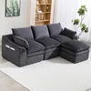 MODFU 3-Sitzer Sofa,Modulares Sofa mit 1 Hockern,Big Sofa Produktbild-Vorschau 2