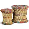 vidaXL Hocker mit Chindi-Details 2 Stk. Mehrfarbig Bambus Produktbild-Vorschau 2