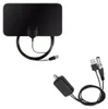 Schwarze Flachbild-HDTV-Antenne mit angeschlossenem Koaxialkabel und separatem USB-Netzteil Productafbeelding-voorbeeld