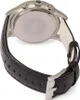 A close-up view of the back of a watch with a black leather strap. Produktbild-Vorschau