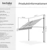 Product information and dimensions for a tectake garden awning. Náhled obrázku produktu