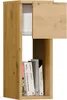 A close-up view of a wooden nightstand with an open cabinet door and books inside. Anteprima dell’immagine prodotto