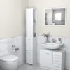 A clean, modern bathroom with white fixtures and cabinetry. Produktbild-Vorschau
