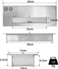 Diagrams showing the dimensions of a stainless steel ethanol burner. Voir les images du produit