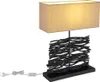 LED Tischleuchte, Holz, Stoffschirm, grau, schwarz, H 50 cm Produktbild-Vorschau 1