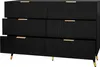 A black dresser with gold handles and legs against a white background. Podgląd zdjęcia produktu