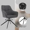 A dark gray armchair with a metal base, shown from the front and with close-up insets highlighting its features. Produktbild-Vorschau