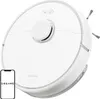 A white Dreame robot vacuum cleaner is shown from a diagonal angle, with a smartphone displaying the Dreame logo in the foreground. Voir les images du produit