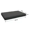 A dark gray cushion with dimensions indicated by measurement lines and text. Produktbild-Vorschau