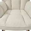 Weiß Schaukelstuhl Schaukelsessel Leinen Relaxsessel Produktbild-Vorschau 6