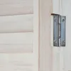 A close-up view of a metal hinge attached to a wooden shutter. Podgląd zdjęcia produktu
