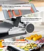 A collage of images showing different features of a contact grill, including heating elements, adjustable lid, and the grill plates with food. Produktbild-Vorschau