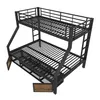 A black metal bunk bed with two wooden drawer fronts on a white background. Podgląd zdjęcia produktu