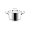 A stainless steel pot with a lid and handles, presented on a white background. Náhled obrázku produktu