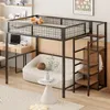 Hochbett 140x200cm aus Metall mit Leiter, Kleiderschrank Produktbild-Vorschau 3