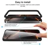 Illustration showing how to install a screen protector on a smartphone using an alignment tool. Produktbild-Vorschau