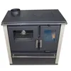 A front view of a wood-burning stove with an oven and stovetop. Podgląd zdjęcia produktu