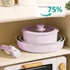 Sada keramických panvíc, 6-dielna, ružová, s odnímateľnou Náhľad obrázku produktu 7