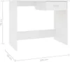 A white desk with dimensions indicated. Podgląd zdjęcia produktu
