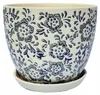 Mattweisser Keramikblumentopf Mit Blumengravur, Durchmesser Produktbild-Vorschau 3